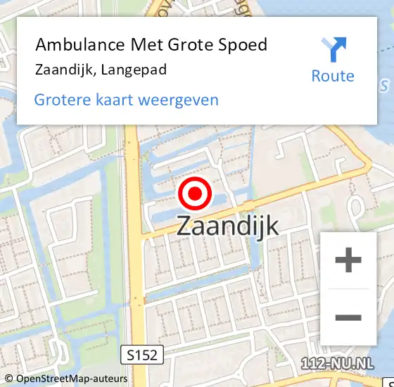 Locatie op kaart van de 112 melding: Ambulance Met Grote Spoed Naar Zaandijk, Langepad op 26 september 2021 04:08