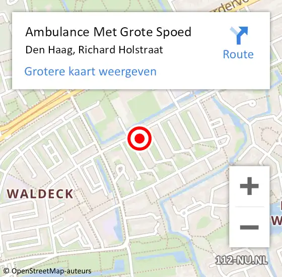 Locatie op kaart van de 112 melding: Ambulance Met Grote Spoed Naar Den Haag, Richard Holstraat op 26 september 2021 04:32