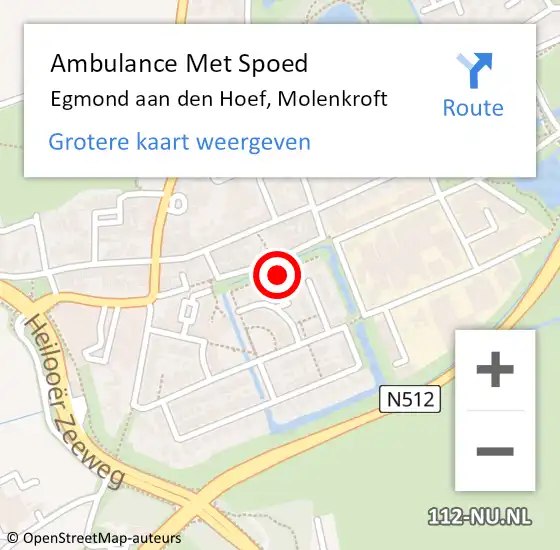 Locatie op kaart van de 112 melding: Ambulance Met Spoed Naar Egmond aan den Hoef, Molenkroft op 26 september 2021 05:03