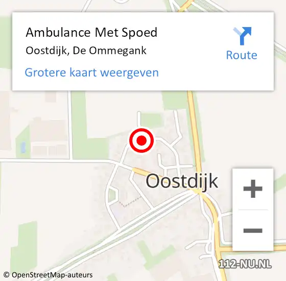 Locatie op kaart van de 112 melding: Ambulance Met Spoed Naar Oostdijk, De Ommegank op 24 juni 2014 06:50