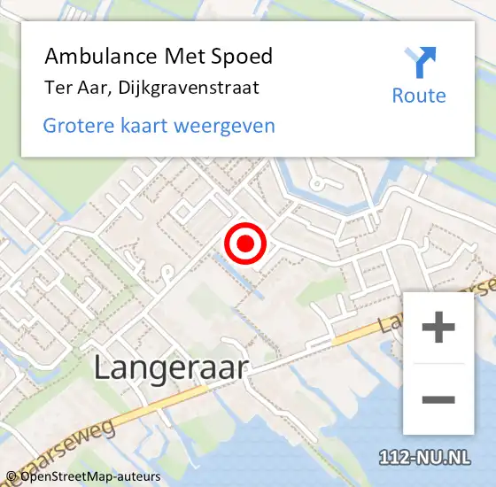 Locatie op kaart van de 112 melding: Ambulance Met Spoed Naar Ter Aar, Dijkgravenstraat op 26 september 2021 05:12