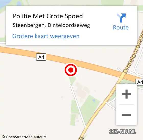 Locatie op kaart van de 112 melding: Politie Met Grote Spoed Naar Steenbergen, Dinteloordseweg op 26 september 2021 05:25