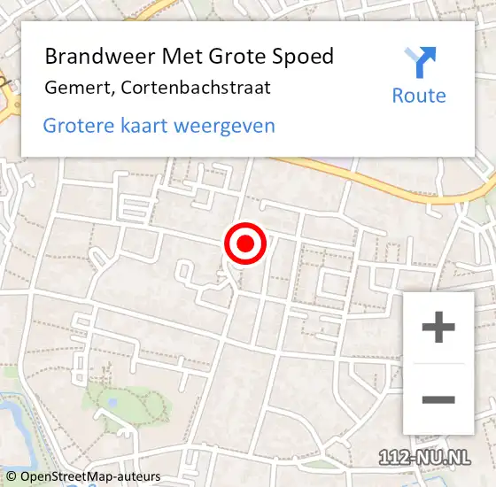 Locatie op kaart van de 112 melding: Brandweer Met Grote Spoed Naar Gemert, Cortenbachstraat op 26 september 2021 05:33