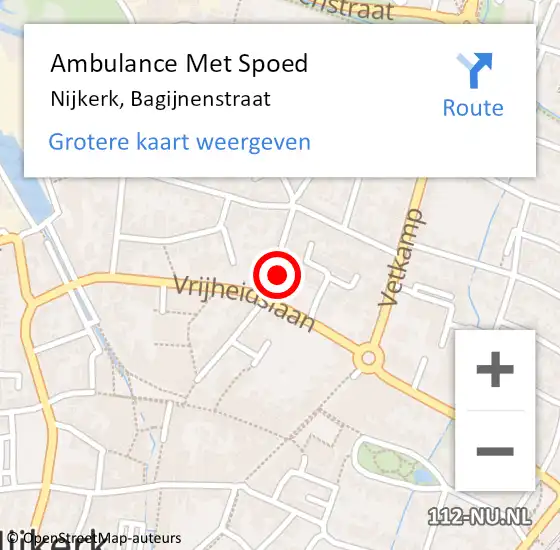 Locatie op kaart van de 112 melding: Ambulance Met Spoed Naar Nijkerk, Bagijnenstraat op 26 september 2021 05:52