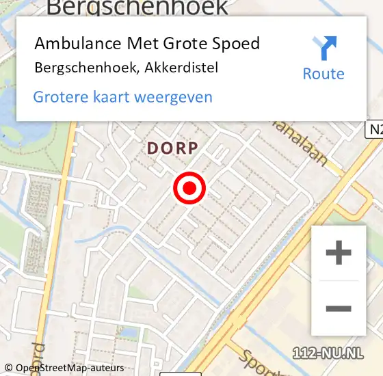 Locatie op kaart van de 112 melding: Ambulance Met Grote Spoed Naar Bergschenhoek, Akkerdistel op 26 september 2021 06:15