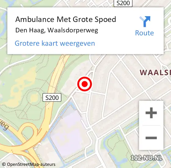 Locatie op kaart van de 112 melding: Ambulance Met Grote Spoed Naar Den Haag, Waalsdorperweg op 26 september 2021 06:47