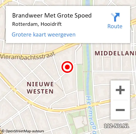 Locatie op kaart van de 112 melding: Brandweer Met Grote Spoed Naar Rotterdam, Hooidrift op 26 september 2021 07:11