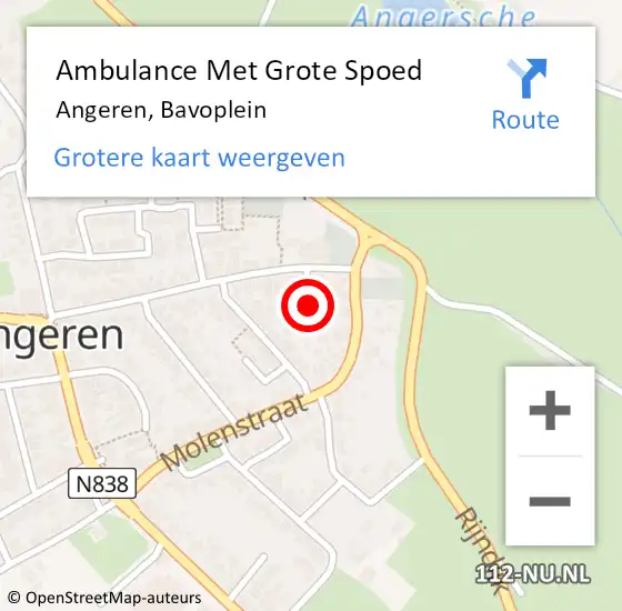 Locatie op kaart van de 112 melding: Ambulance Met Grote Spoed Naar Angeren, Bavoplein op 26 september 2021 07:15