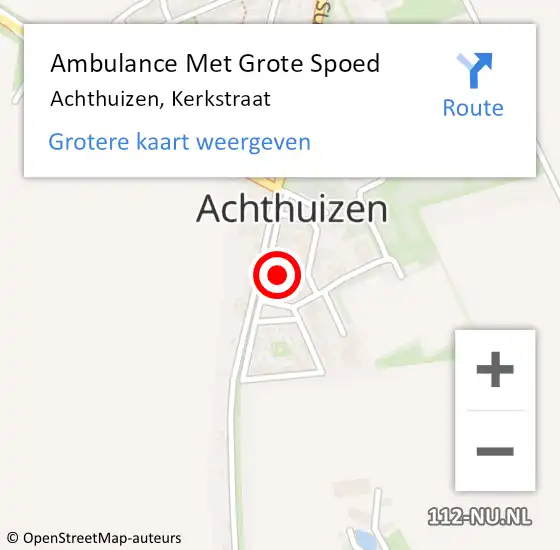 Locatie op kaart van de 112 melding: Ambulance Met Grote Spoed Naar Achthuizen, Kerkstraat op 26 september 2021 07:33