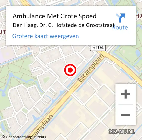 Locatie op kaart van de 112 melding: Ambulance Met Grote Spoed Naar Den Haag, Dr. C. Hofstede de Grootstraat op 26 september 2021 07:35