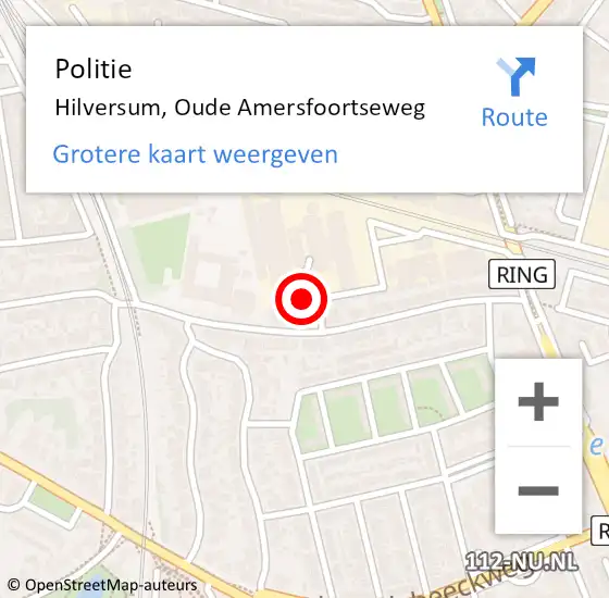 Locatie op kaart van de 112 melding: Politie Hilversum, Oude Amersfoortseweg op 26 september 2021 07:37