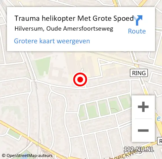 Locatie op kaart van de 112 melding: Trauma helikopter Met Grote Spoed Naar Hilversum, Oude Amersfoortseweg op 26 september 2021 07:38