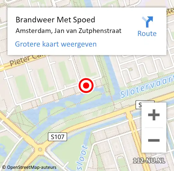 Locatie op kaart van de 112 melding: Brandweer Met Spoed Naar Amsterdam, Jan van Zutphenstraat op 26 september 2021 07:56