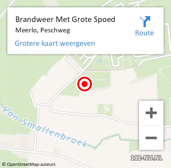 Locatie op kaart van de 112 melding: Brandweer Met Grote Spoed Naar Meerlo, Peschweg op 26 september 2021 08:02