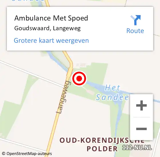 Locatie op kaart van de 112 melding: Ambulance Met Spoed Naar Goudswaard, Langeweg op 26 september 2021 08:06