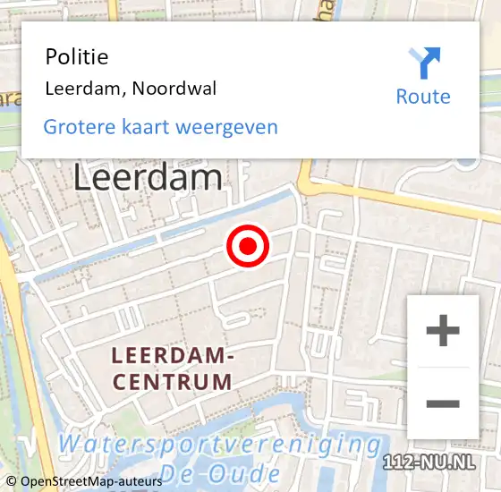 Locatie op kaart van de 112 melding: Politie Leerdam, Noordwal op 26 september 2021 08:15