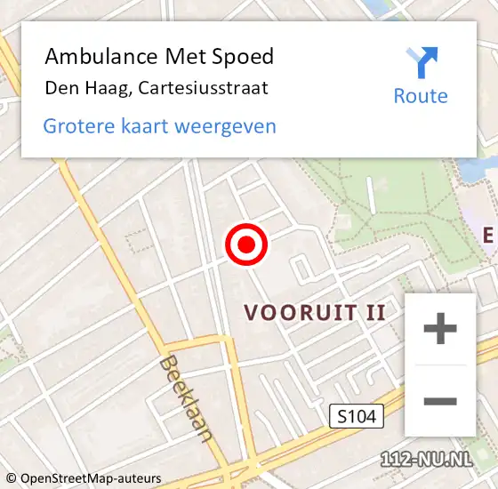 Locatie op kaart van de 112 melding: Ambulance Met Spoed Naar Den Haag, Cartesiusstraat op 26 september 2021 08:21