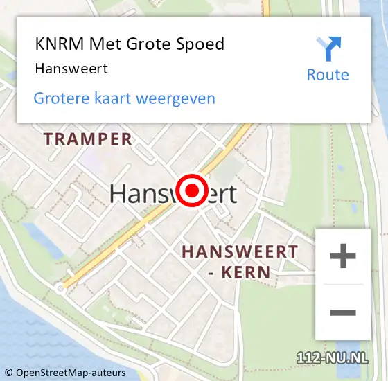 Locatie op kaart van de 112 melding: KNRM Met Grote Spoed Naar Hansweert op 26 september 2021 08:28