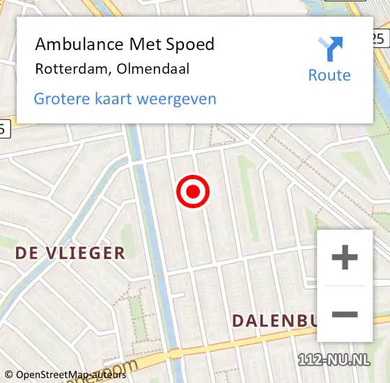 Locatie op kaart van de 112 melding: Ambulance Met Spoed Naar Rotterdam, Olmendaal op 26 september 2021 08:47