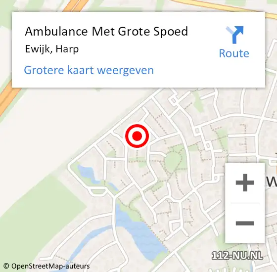 Locatie op kaart van de 112 melding: Ambulance Met Grote Spoed Naar Ewijk, Harp op 26 september 2021 08:51