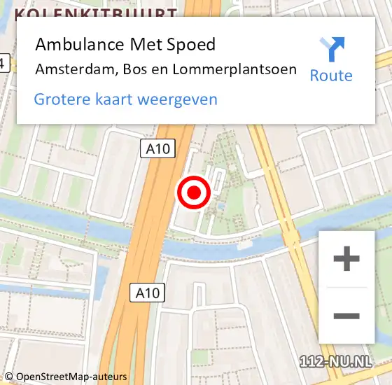 Locatie op kaart van de 112 melding: Ambulance Met Spoed Naar Amsterdam, Bos en Lommerplantsoen op 26 september 2021 08:51