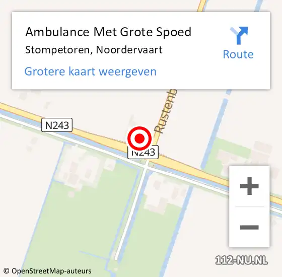 Locatie op kaart van de 112 melding: Ambulance Met Grote Spoed Naar Stompetoren, Noordervaart op 26 september 2021 08:55