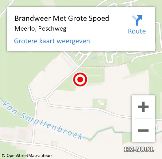 Locatie op kaart van de 112 melding: Brandweer Met Grote Spoed Naar Meerlo, Peschweg op 26 september 2021 08:59