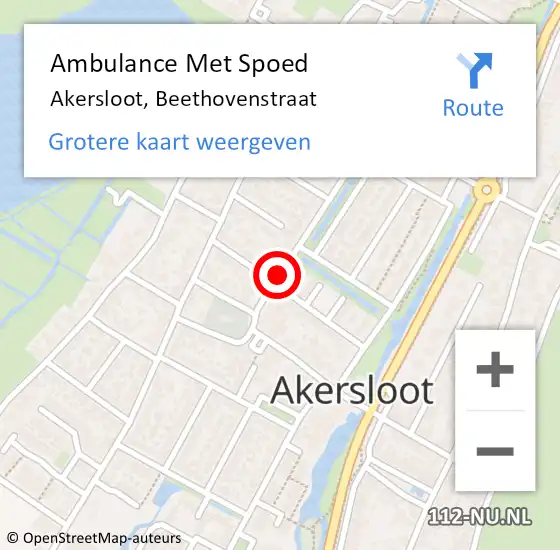 Locatie op kaart van de 112 melding: Ambulance Met Spoed Naar Akersloot, Beethovenstraat op 26 september 2021 09:04
