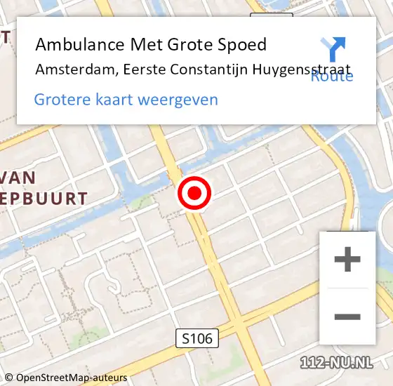 Locatie op kaart van de 112 melding: Ambulance Met Grote Spoed Naar Amsterdam, Eerste Constantijn Huygensstraat op 26 september 2021 09:12