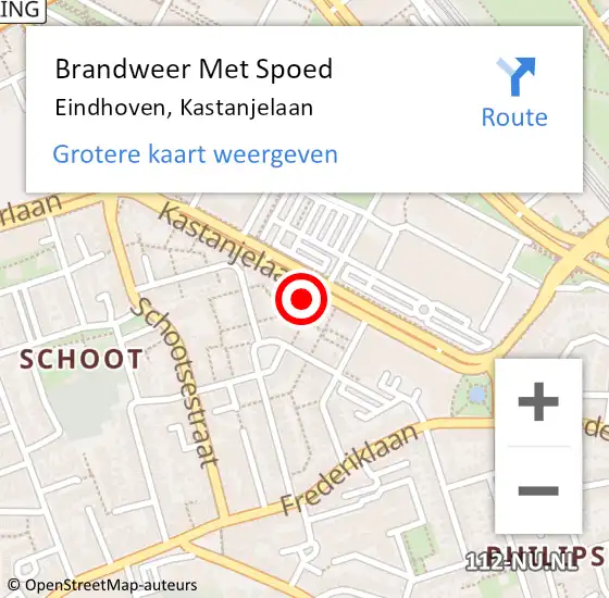 Locatie op kaart van de 112 melding: Brandweer Met Spoed Naar Eindhoven, Kastanjelaan op 26 september 2021 09:14