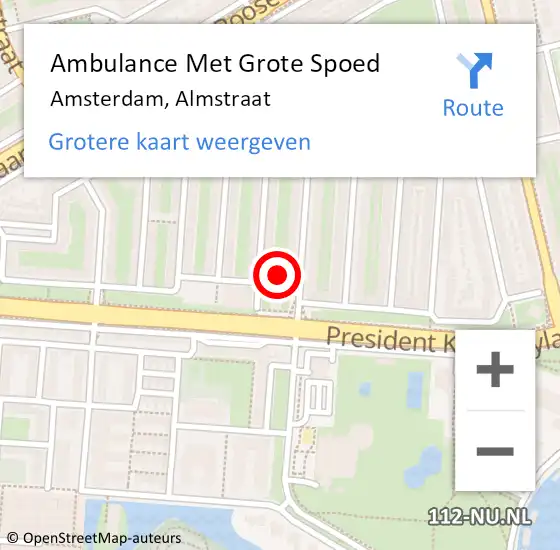 Locatie op kaart van de 112 melding: Ambulance Met Grote Spoed Naar Amsterdam, Almstraat op 26 september 2021 09:15