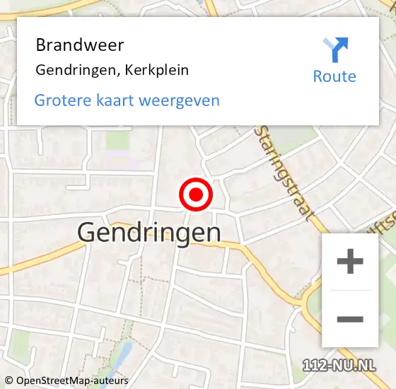 Locatie op kaart van de 112 melding: Brandweer Gendringen, Kerkplein op 26 september 2021 09:19