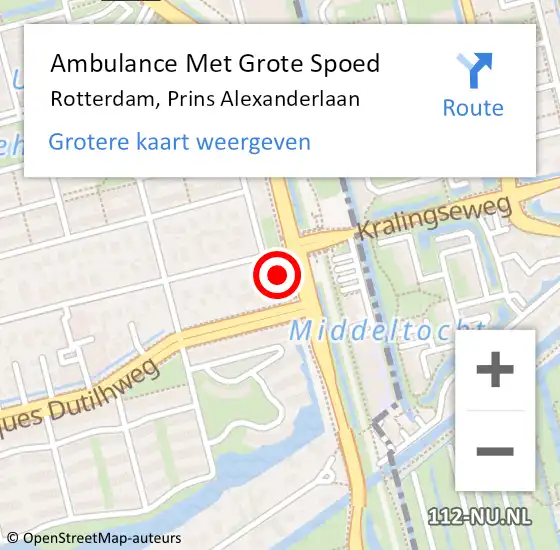 Locatie op kaart van de 112 melding: Ambulance Met Grote Spoed Naar Rotterdam, Prins Alexanderlaan op 26 september 2021 09:27