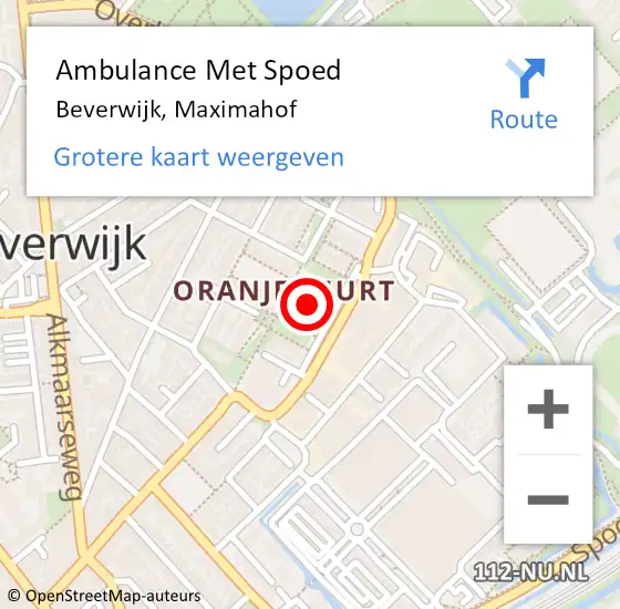Locatie op kaart van de 112 melding: Ambulance Met Spoed Naar Beverwijk, Máximahof op 26 september 2021 09:28