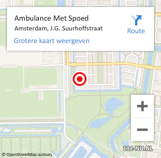 Locatie op kaart van de 112 melding: Ambulance Met Spoed Naar Amsterdam, J.G. Suurhoffstraat op 26 september 2021 09:29