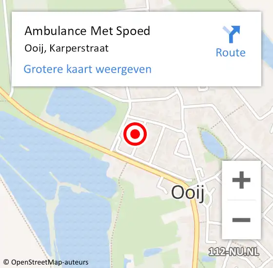 Locatie op kaart van de 112 melding: Ambulance Met Spoed Naar Ooij, Karperstraat op 26 september 2021 09:31