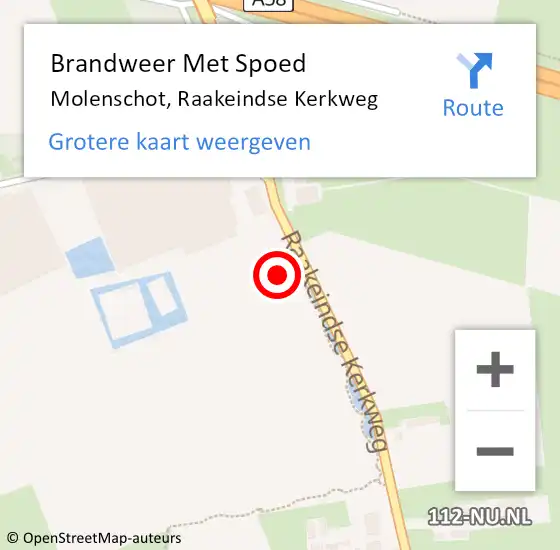 Locatie op kaart van de 112 melding: Brandweer Met Spoed Naar Molenschot, Raakeindse Kerkweg op 26 september 2021 09:33