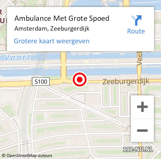 Locatie op kaart van de 112 melding: Ambulance Met Grote Spoed Naar Amsterdam, Zeeburgerdijk op 26 september 2021 09:34
