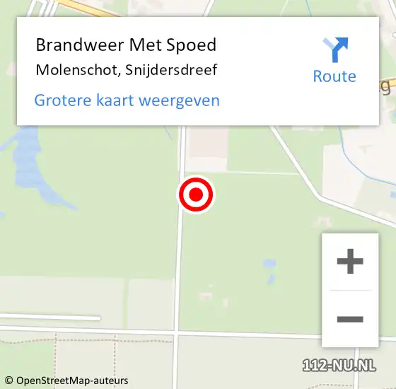 Locatie op kaart van de 112 melding: Brandweer Met Spoed Naar Molenschot, Snijdersdreef op 26 september 2021 09:42