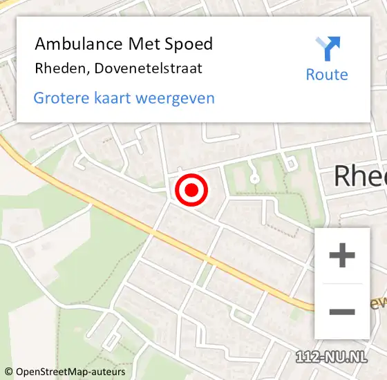 Locatie op kaart van de 112 melding: Ambulance Met Spoed Naar Rheden, Dovenetelstraat op 26 september 2021 09:44