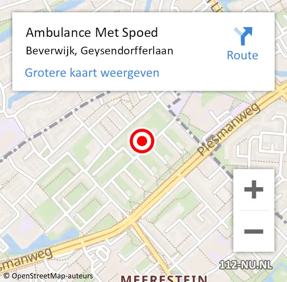 Locatie op kaart van de 112 melding: Ambulance Met Spoed Naar Beverwijk, Geysendorfferlaan op 26 september 2021 09:46