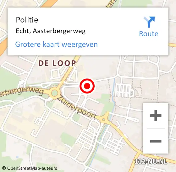 Locatie op kaart van de 112 melding: Politie Echt, Aasterbergerweg op 26 september 2021 09:54