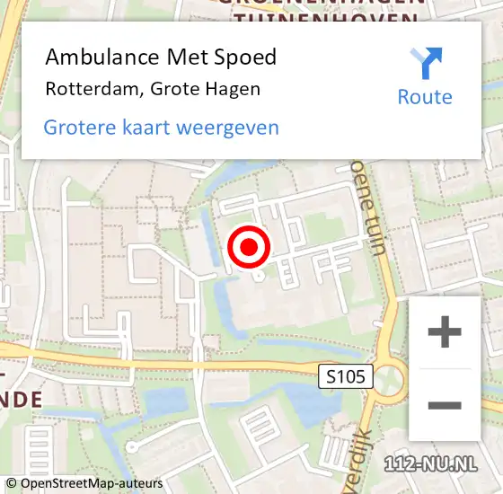 Locatie op kaart van de 112 melding: Ambulance Met Spoed Naar Rotterdam, Grote Hagen op 26 september 2021 09:55