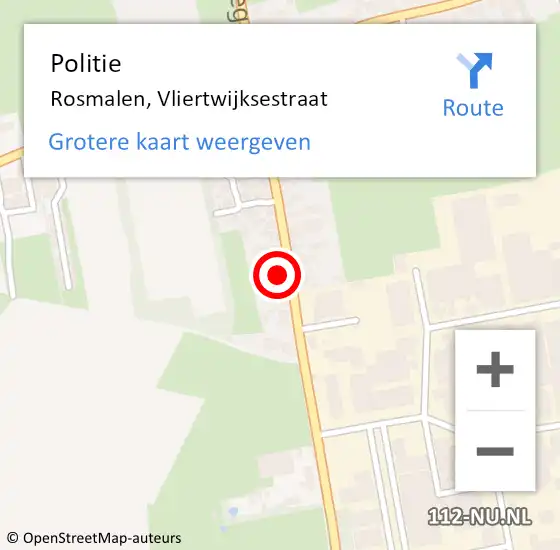 Locatie op kaart van de 112 melding: Politie Rosmalen, Vliertwijksestraat op 26 september 2021 10:09
