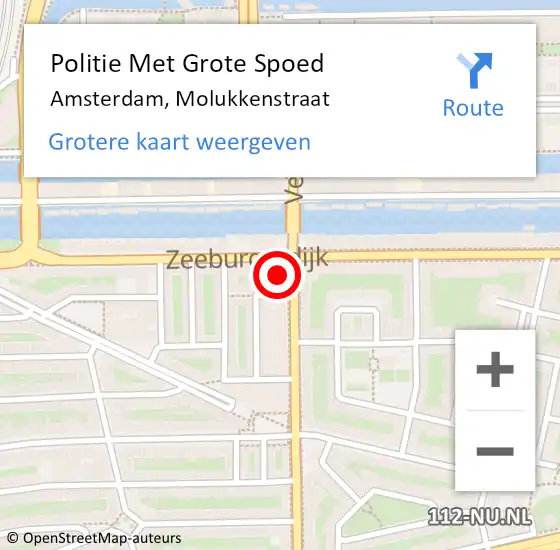Locatie op kaart van de 112 melding: Politie Met Grote Spoed Naar Amsterdam, Molukkenstraat op 26 september 2021 10:10
