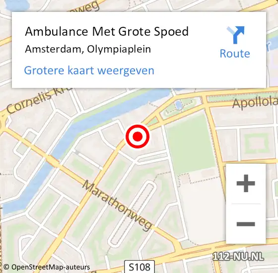 Locatie op kaart van de 112 melding: Ambulance Met Grote Spoed Naar Amsterdam, Olympiaplein op 26 september 2021 10:10