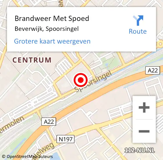 Locatie op kaart van de 112 melding: Brandweer Met Spoed Naar Beverwijk, Spoorsingel op 26 september 2021 10:16