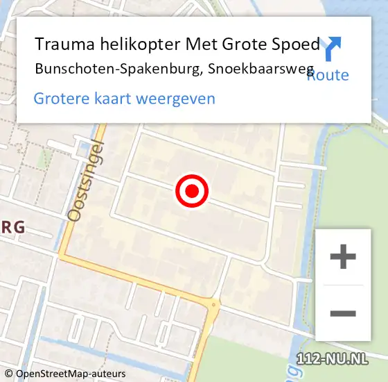 Locatie op kaart van de 112 melding: Trauma helikopter Met Grote Spoed Naar Bunschoten-Spakenburg, Snoekbaarsweg op 26 september 2021 10:17