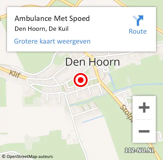 Locatie op kaart van de 112 melding: Ambulance Met Spoed Naar Den Hoorn, De Kuil op 26 september 2021 10:24