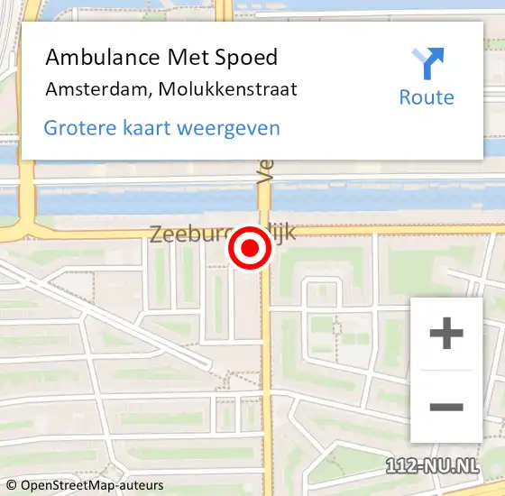 Locatie op kaart van de 112 melding: Ambulance Met Spoed Naar Amsterdam, Molukkenstraat op 26 september 2021 10:30